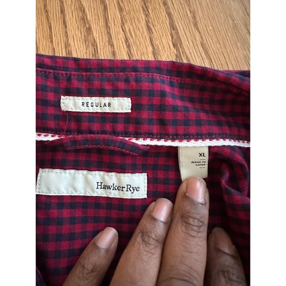Hawker Rye Red Checkered Button-Up Long-Sleeve Shirt Regular Fit 100%Cotton NWOT - Picture 11 of 11